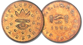 1850 $5 Mormon