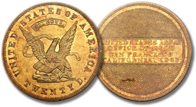 1853 U.S. Assay Office $20 .884 THOUS.