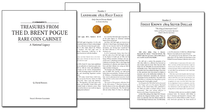 Treasures From The D. Brent Pogue Rare Coin Cabinet