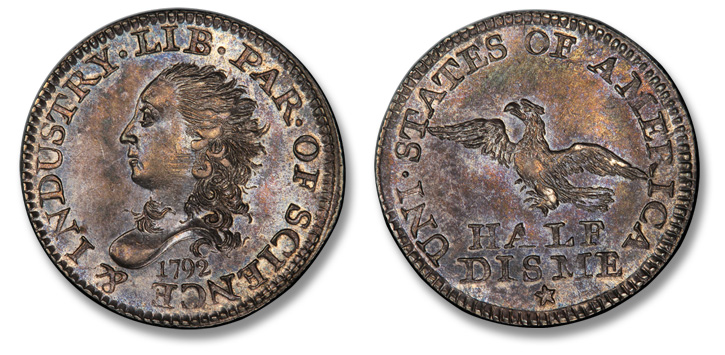 Gem Mint State 1792 Half Disme 