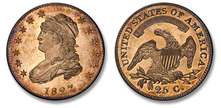 Superb Gem Proof 1827 Quarter Dollar 