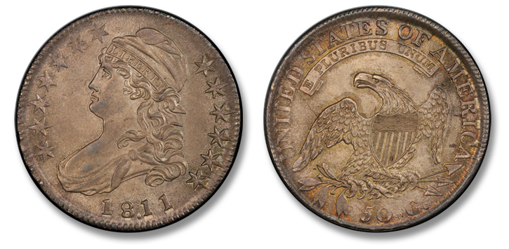 1811/10 Capped Bust Half Dollar. O-101. MS-64+ (PCGS).