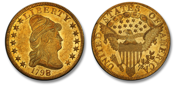 1798/7 Capped Bust Right Eagle. BD-2. Stars 7x6. MS-61 (PCGS).
