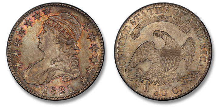 1821 Capped Bust Half Dollar. O-107. MS-66+ (PCGS).
