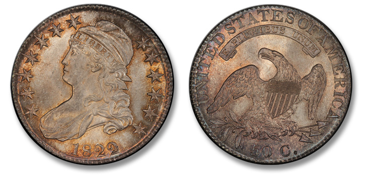 1822/1 Capped Bust Half Dollar. O-101. MS-66 (PCGS).