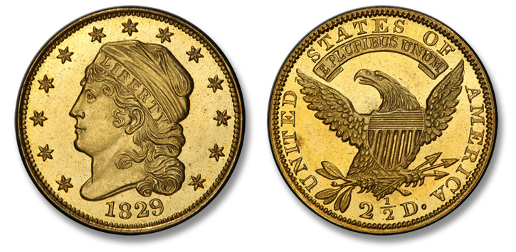 1827 Capped Head Left Quarter Eagle. BD-1. MS-65 (PCGS).