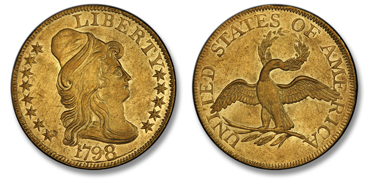 1798 Capped Bust Right Half Eagle. Small Eagle. BD-1. AU-55 (PCGS). 