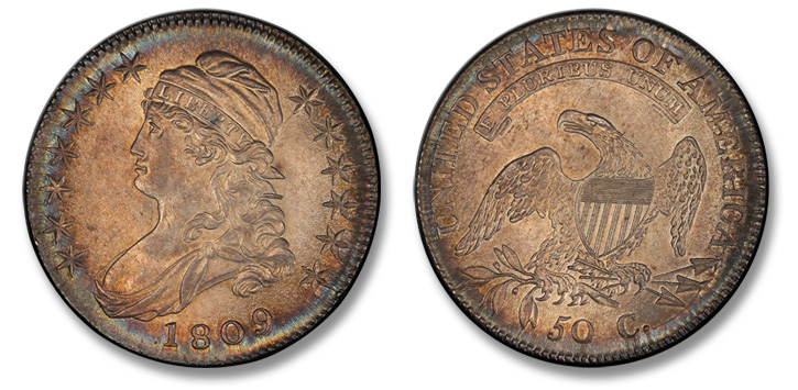 1809 Capped Bust Half Dollar. O-109b. IIII Edge. MS-65 (PCGS).