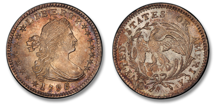 Superb Gem Mint State 1796/5 Half Dime 