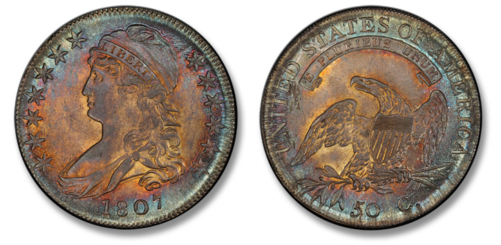 "1807 Capped Bust Half Dollar. O-112. Large Stars, 50/20.  MS-65 (PCGS)."