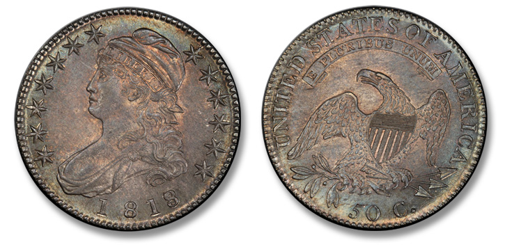 1818/7 Capped Bust Half Dollar. O-102a. Small 8. MS-65 (PCGS).