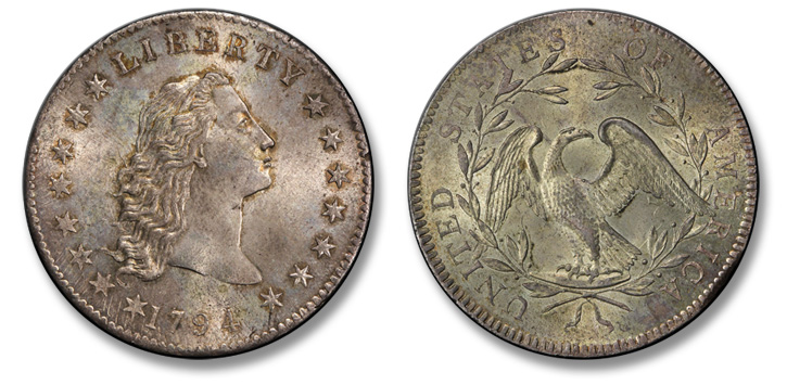 1794 Flowing Hair Silver Dollar. BB-1, B-1. MS-66+ (PCGS).