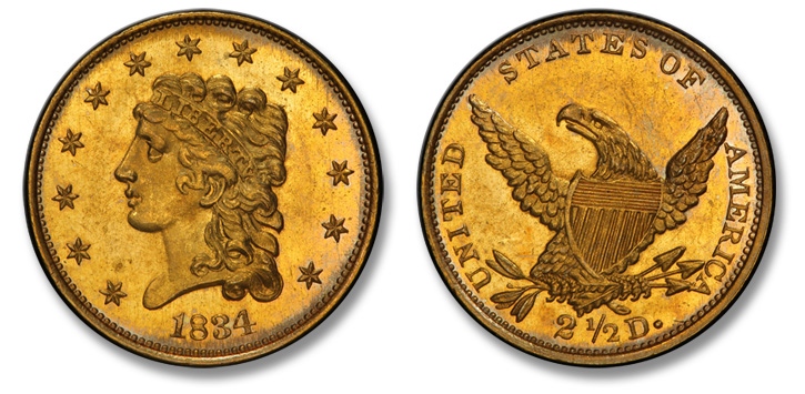 1834 Classic Head Quarter Eagle. McCloskey-1. MS-65 (PCGS).