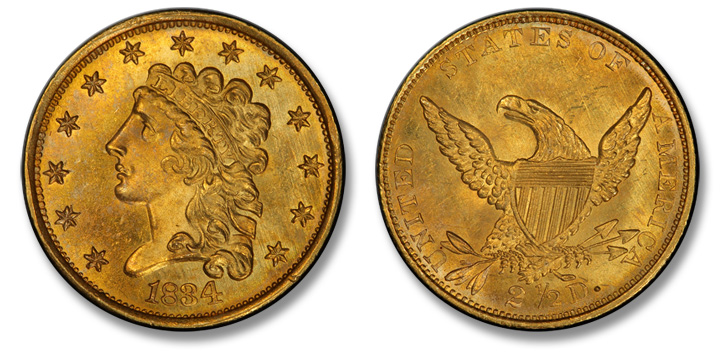 1834 Classic Head Quarter Eagle. McCloskey-2. MS-65+ (PCGS).