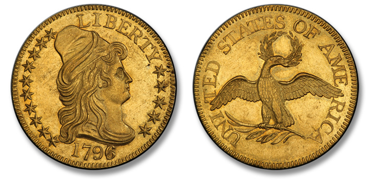 1796/5 Capped Bust Right Half Eagle. BD-1. MS-62+ (PCGS).