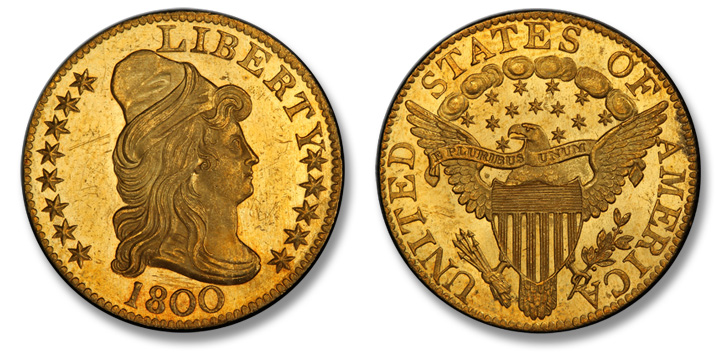1800 Capped Bust Right Half Eagle. BD-2. MS-64 (PCGS).