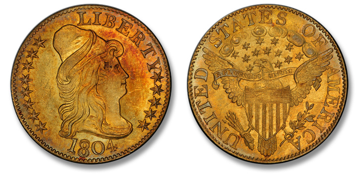 1804 Capped Bust Right Half Eagle. BD-5. Small/Large 8. MS-64 (PCGS).