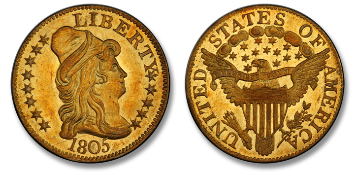 1805 Capped Bust Right Half Eagle. BD-2. MS-65 (PCGS).
