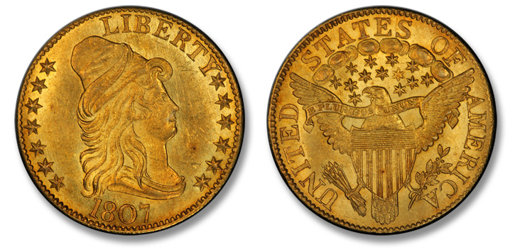 1807 Capped Bust Right Half Eagle. BD-6. MS-64 (PCGS).
