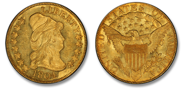 The Pogue Collection - 1804 Capped Bust Right Eagle. BD-1. Crosslet 4 ...